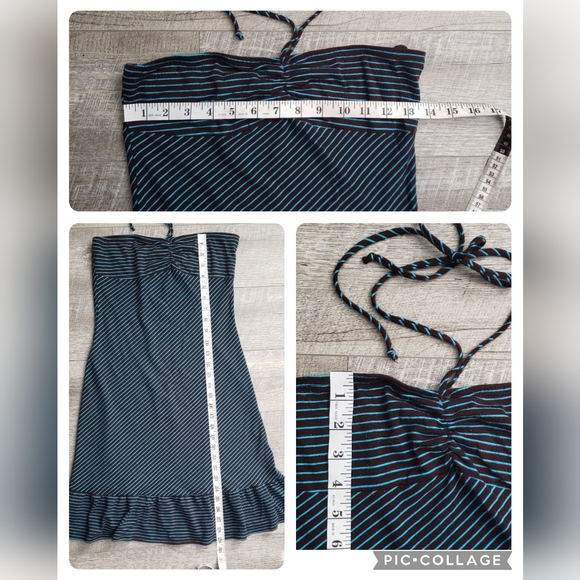 Sz S Black Turquoise Halter Dress - Picture 8 of 8